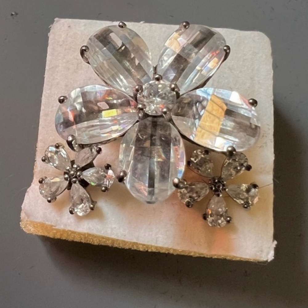 Elegant Silver Flower Ring and matching earrings